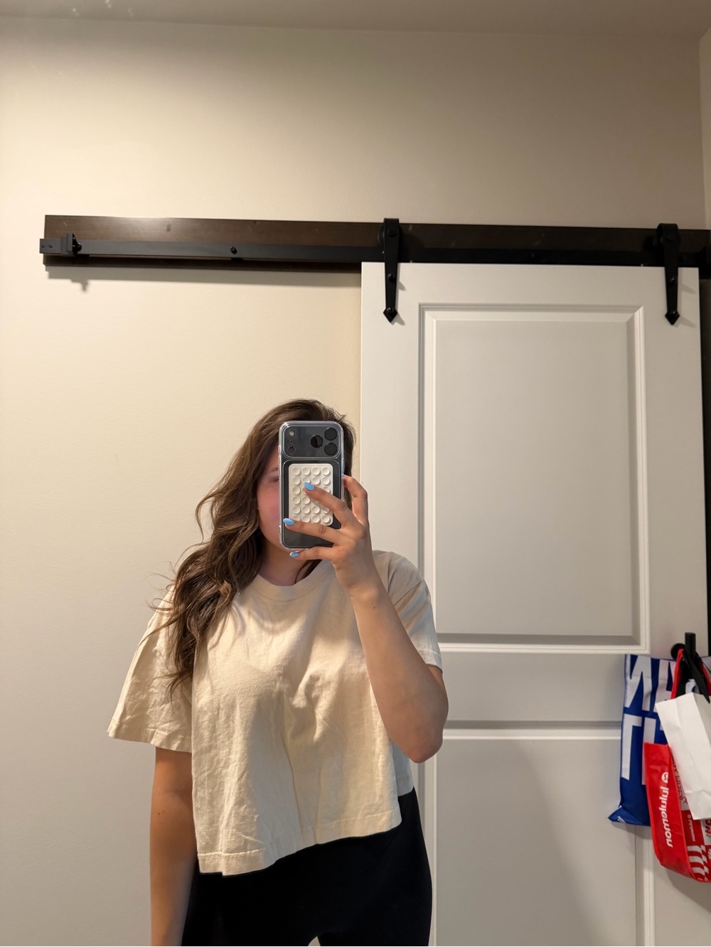 Nuuds Cropped Cream Short Sleeve Tee